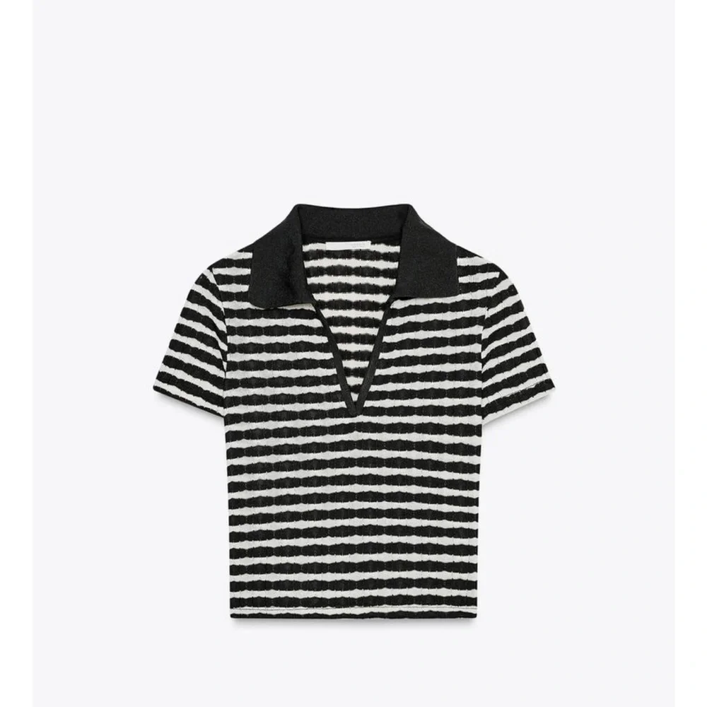 Zara matching set JACQUARD POLO SHIRT & JACQUARD FLARE PANTS - Picture 3 of 4